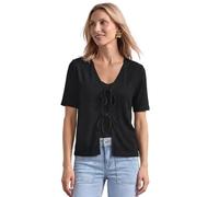 Cardigan STREET ONE, Damen, Gr. 38, schwarz, Stoff, 50% Viskose, 47% Polyester, 3% Elasthan, unifarben, normal normal, V-Ausschnitt, abgesteppt, Strickjacken, aus softem Materialmix (18304961-38) schw