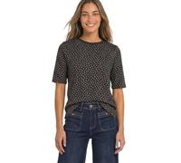 Kurzarmshirt STREET ONE, Damen, Gr. 34, schwarz (schwarz coffee), Jersey, Obermaterial: 95% Viskose, 5% Elasthan, gepunktet, hüftbedeckend, Rundhals, abgesteppte Kante, Shirts, Sommershirt / gepunktet