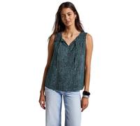 Blusentop STREET ONE, Damen, Gr. 40, blau (deepwater blau), Stoff, Obermaterial: 100% Polyester; Futter: 100% Modal, gemustert, normal normal, Rundhals, abgesteppt, Blusen, mit grafischem Muster (4319