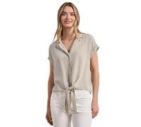 Hemdbluse STREET ONE, Damen, Gr. 34, timeless beige, Stoff, 100% Viskose, unifarben, normal normal, V-Ausschnitt, normaler Saum, Blusen Hemdbluse, mit Knoten am Saum (60289240-34) timeless beige