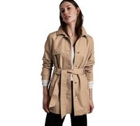 Trenchcoat STREET ONE, Damen, Gr. 42, beige (desert beige), Web, Obermaterial: 69% Baumwolle, 31% Polyester; Futter: 100% Polyester, unifarben, casual, gerade hüftbedeckend, V-Ausschnitt, Langarm Bünd