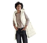 Longweste STREET ONE Gr. 46, beige (now cream), Damen, Web, Obermaterial: 100% Polyester, unifarben, Westen, gesteppt und mit Kapuze (30057356-46) now cream