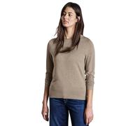 Strickpullover STREET ONE, Damen, Gr. 40, honey sand meliert, Strick, Obermaterial: 60% Viskose, 40% Baumwolle, unifarben, casual, U-Boot-Ausschnitt, Langarm Rippbündchen, Pullover, mit Rollsaum am Au
