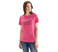 Street One Damen A320187 Kurzarmshirt Mit Wording, Berry Rose, 44 EU