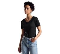 STREET ONE Damen A321671 Geripptes T-Shirt, Schwarz, 40