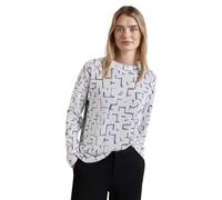 Street One - Flauschiges Shirt mit Print weiß - Gr. - 44