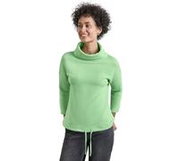 3/4-Arm-Shirt STREET ONE Gr. 44, gleam grün, Damen, Jersey, Obermaterial: 61% Baumwolle, 37% Polyester, 2% Elasthan, unifarben, Shirts, in Struktur-Optik und mit Schalkragen (29663907-44) gleam grün