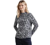 Street One Damen Langarmshirt A322374 LTD – Bedruckt, Rollkragen, Leomuster, Echo Grau, Gr. 42