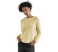 Langarmshirt STREET ONE, Damen, Gr. 44, gelb (caramel gelb), Stoff, 48% Polyamid, 27% Polyester, 13% Viskose, 12% Metallfasern, unifarben, casual, normal normal, U-Boot-Ausschnitt, Langarm Bündchen, S