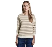 Sweatshirt STREET ONE, Damen, Gr. 46, honey sand, Sweatware, Obermaterial: 55% Polyester, 30% Baumwolle, 12% Viskose, 3% Elasthan, gestreift, casual, regular fit taillenbedeckt, U-Boot-Ausschnitt, Swe