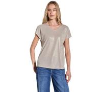 Street One Damen A322694 Schimmerndes V-Neck Shirt, Moonstone Sand, 44
