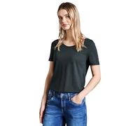 STREET ONE Damen A322897 Basic T-Shirt in Unifarbe, Hunter Green, 36
