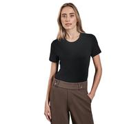STREET ONE Damen A322958 Basic T-Shirt in Unifarbe, Black, 38