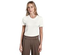 Rundhalsshirt STREET ONE, Damen, Gr. 46, weiß (sanftes weiß), Web, Stoff, 50% Baumwolle, 50% Modal, unifarben, casual, normal normal, Rundhals, Kurzarm Bündchen, Shirts, mit Rundhalsausschnitt (461315