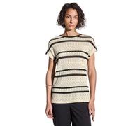 STREET ONE Damen A323158 Ajour Shirt mit Streifen, Pearl beige, 44