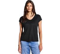 STREET ONE Damen A323174 Leinen-Look Wording Shirt, Black, 42