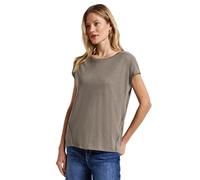 Shirttop STREET ONE, Damen, Gr. 38, schwarz tumbled beige, Obermaterial: 50% Baumwolle, 50% Modal, unifarben, casual, regular fit taillenbedeckt, U-Boot-Ausschnitt, Kurzarm, Tops, mit Häkeldetails (35