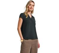 Shirttop STREET ONE, Damen, Gr. 36, pine grove grün, Obermaterial: 49% Viskose, 46% Polyester, 5% Elasthan, unifarben, casual, regular fit taillenbedeckt, Kurzarm, Tops, mit überschnittenen Schultern