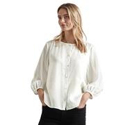 STREET ONE Damen A345200 Buttoned Roundneck Blouse W Gathering Uni, Off White, 36 EU
