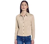 STREET ONE Damen A345530 Velours Hemdbluse, Cotton beige, 36