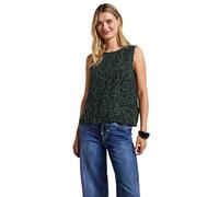 Blusentop STREET ONE, Damen, Gr. 42, grün (mid grün), Web, 100% Baumwolle, bedruckt, casual, normal normal, Rundhals, ohne Ärmel abgesteppt, Blusen, im Leo Design (41895700-42) mid grün