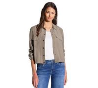 Langarmbluse STREET ONE, Damen, Gr. 44, braun (stone braun), Stoff, 84% Modal, 16% Polyester, unifarben, casual, klassisch normal, V-Ausschnitt, Langarm Bündchen, Blusen, mit Elastiksaum (79959130-44)