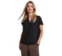 Street One - Split Neck Bluse in Unifarbe schwarz - Gr. - 36