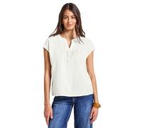 Shirtbluse STREET ONE, Damen, Gr. 38, weiß (sanftes weiß), Web, 100% Baumwolle, unifarben, casual, normal normal, V-Ausschnitt, ohne Ärmel abgesteppt, Blusen, farbig (77716916-38) sanftes weiß