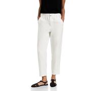 Paperbag-Hose STREET ONE, Damen, Gr. 44, Länge 28, weiß (sanftes weiß), Web, 55% Baumwolle, 37% Modal, 8% Polyester, unifarben, casual, comfort fit knöchelfrei, Hosen, High Waist (38558211-44) sanftes