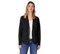 Sweatblazer STREET ONE, Damen, Gr. 36, schwarz, Jersey, 93% Baumwolle, 7% Elasthan, unifarben, normal normal, V-Ausschnitt, abgesteppt, Blazer, im soften Baumwoll-Mix (55368322-36) schwarz