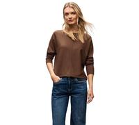 Rundhalspullover STREET ONE, Damen, Gr. 34, hazelnut braun meliert, Stoff, 30% Polyester, 29% Polyacryl, 21% Viskose, 20% Nylon, unifarben, normal normal, U-Boot-Ausschnitt, Rollsaum, Pullover, aus Fe