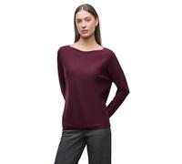 Rundhalspullover STREET ONE, Damen, Gr. 40, wildberry rot, Stoff, 30% Polyester, 29% Polyacryl, 21% Viskose, 20% Nylon, unifarben, normal normal, U-Boot-Ausschnitt, Rollsaum, Pullover Rundhalspullover