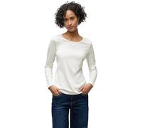 Langarmshirt STREET ONE, Damen, Gr. 44, sanftes weiß, Web, 100% Baumwolle, unifarben, normal normal, Rundhals, abgesteppt, Shirts Langarmshirt, Basic (28568957-44) sanftes weiß