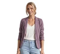 Kurzblazer STREET ONE, Damen, Gr. 46, lila (schwarz clouded blush), Stoff, 83% Polyester, 14% Viskose, 3% Elasthan, unifarben, normal normal, V-Ausschnitt, abgesteppt, Blazer Kurzblazer, mit Reverskra