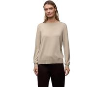 Rundhalspullover STREET ONE, Damen, Gr. 44, cotton beige, Stoff, 86% Viskose, 14% Polyester, unifarben, comfort fit normal, Rundhals, Bündchen, Pullover Rundhalspullover, Basic (67064523-44) cotton be