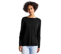 Strickpullover STREET ONE, Damen, Gr. 36, schwarz, Stoff, 60% Viskose, 40% Baumwolle, unifarben, normal normal, U-Boot-Ausschnitt, Bündchen, Pullover, aus elastischem Materialmix (29476564-36) schwarz