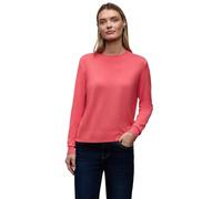 Rundhalspullover STREET ONE, Damen, Gr. 44, striking coral, Stoff, 86% Viskose, 14% Polyester, unifarben, comfort fit normal, Rundhals, Bündchen, Pullover Rundhalspullover, Basic (83402419-44) strikin