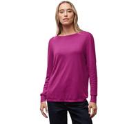 Strickpullover STREET ONE, Damen, Gr. 36, rush pink, Stoff, 60% Viskose, 40% Baumwolle, unifarben, normal normal, U-Boot-Ausschnitt, Bündchen, Pullover Strickpullover, aus elastischem Materialmix (534