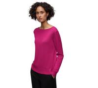 Longpullover STREET ONE, Damen, Gr. 44, magenta dream, Stoff, 86% Viskose, 14% Polyester, unifarben, comfort fit normal, U-Boot-Ausschnitt, Bündchen, Pullover Longpullover, mit Strick-Detail (75027533