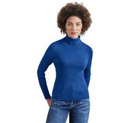 Rollkragenpullover STREET ONE, Damen, Gr. 42, blau (odyssey blau), Stoff, 52% Viskose, 28% Polyester, 20% Nylon, unifarben, normal normal, hoch geschlossener Ausschnitt, abgesteppt, Pullover, mit Ripp