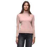 Langarmshirt STREET ONE, Damen, Gr. 44, faded rose, Web, 95% Baumwolle, 5% Elasthan, unifarben, normal normal, hoch geschlossener Ausschnitt, abgesteppt, Shirts Langarmshirt, mit Rippstrick-Struktur (