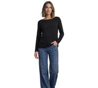 Street One Langarmshirt Basic mit U-Boot-Ausschnitt Damen Schwarz Gr. 42 50% Baumwolle/50% Modal