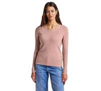 Strickpullover STREET ONE, Damen, Gr. 40, rosa (faded rose meliert), Stoff, 50% Viskose, 28% Polyester, 22% Polyamid, Strukturmuster, normal normal, V-Ausschnitt, Bündchen, Pullover Strickpullover, au