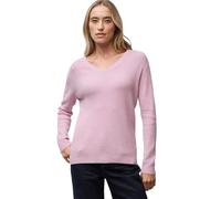 Strickpullover STREET ONE, Damen, Gr. 38, rosa (powder pink meliert), Stoff, 50% Viskose, 28% Polyester, 22% Polyamid, Strukturmuster, normal normal, V-Ausschnitt, Bündchen, Pullover Strickpullover, a