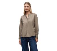 Langarmbluse STREET ONE, Damen, Gr. 46, bark braun, Web, 100% Baumwolle, unifarben, normal normal, Rundhals, Manschette, Blusen, mit Knopfleiste (33666457-46) bark braun