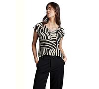 Hemdbluse STREET ONE, Damen, Gr. 36, schwarz, Stoff, 100% Viskose, bedruckt, gerade normal, Rundhals, Bündchen, Blusen Hemdbluse, aus softer Viskose (16461016-36) schwarz