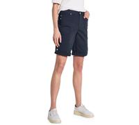Bermudas STREET ONE "Style Yulius", Damen, Gr. 36, N-Gr, blau (tiefblau), Web, Obermaterial: 98% Baumwolle, 2% Elasthan, unifarben, casual, regular fit kniefrei, Hosen, mit Turn-Up (54954416-36) tiefb