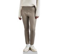 Lederhose STREET ONE, Damen, Gr. 42, Länge 28, beige (driftwood beige), Stoff, 94% Polyester, 6% Elasthan, unifarben, skinny fit lang, Hosen, High Waist (55660761-42) driftwood beige