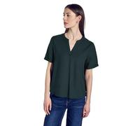 Street One Hemdbluse Damen 100% Viskose unifarben Rundhals Hunter grün Größe 34