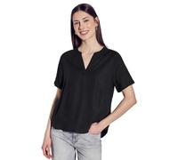 STREET ONE Damen A345525 Bluse in Unifarbe, Black, 34